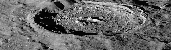Lunar Reconnaissance Orbiter view of a crater near the Moon pole